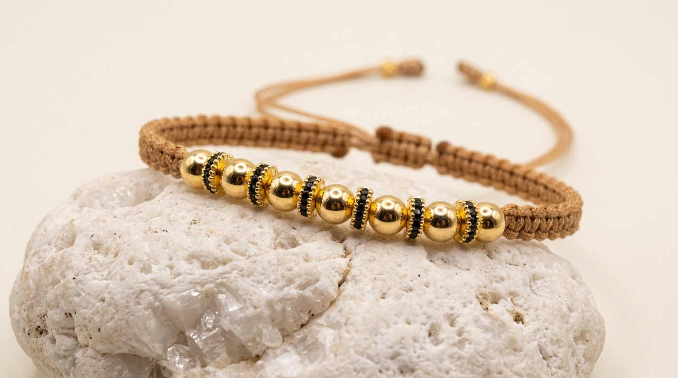 PULSERA 7 BALINES DORADA HOMBRE