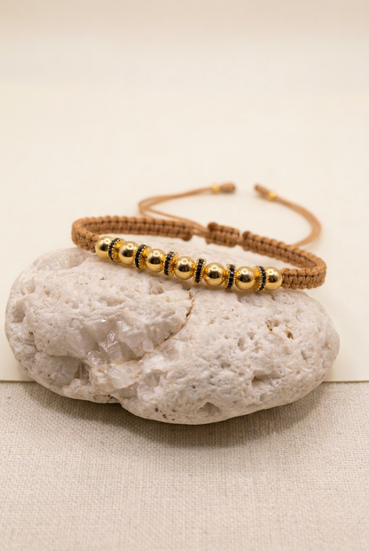 PULSERA 7 BALINES DORADA HOMBRE