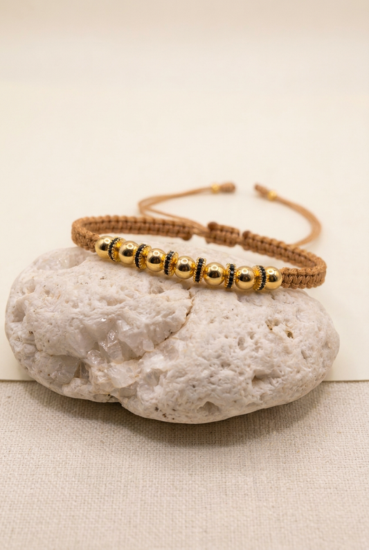 PULSERA 7 BALINES DORADA HOMBRE