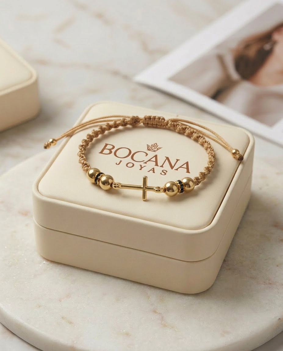 PULSERA CRUZ DORADA MUJER