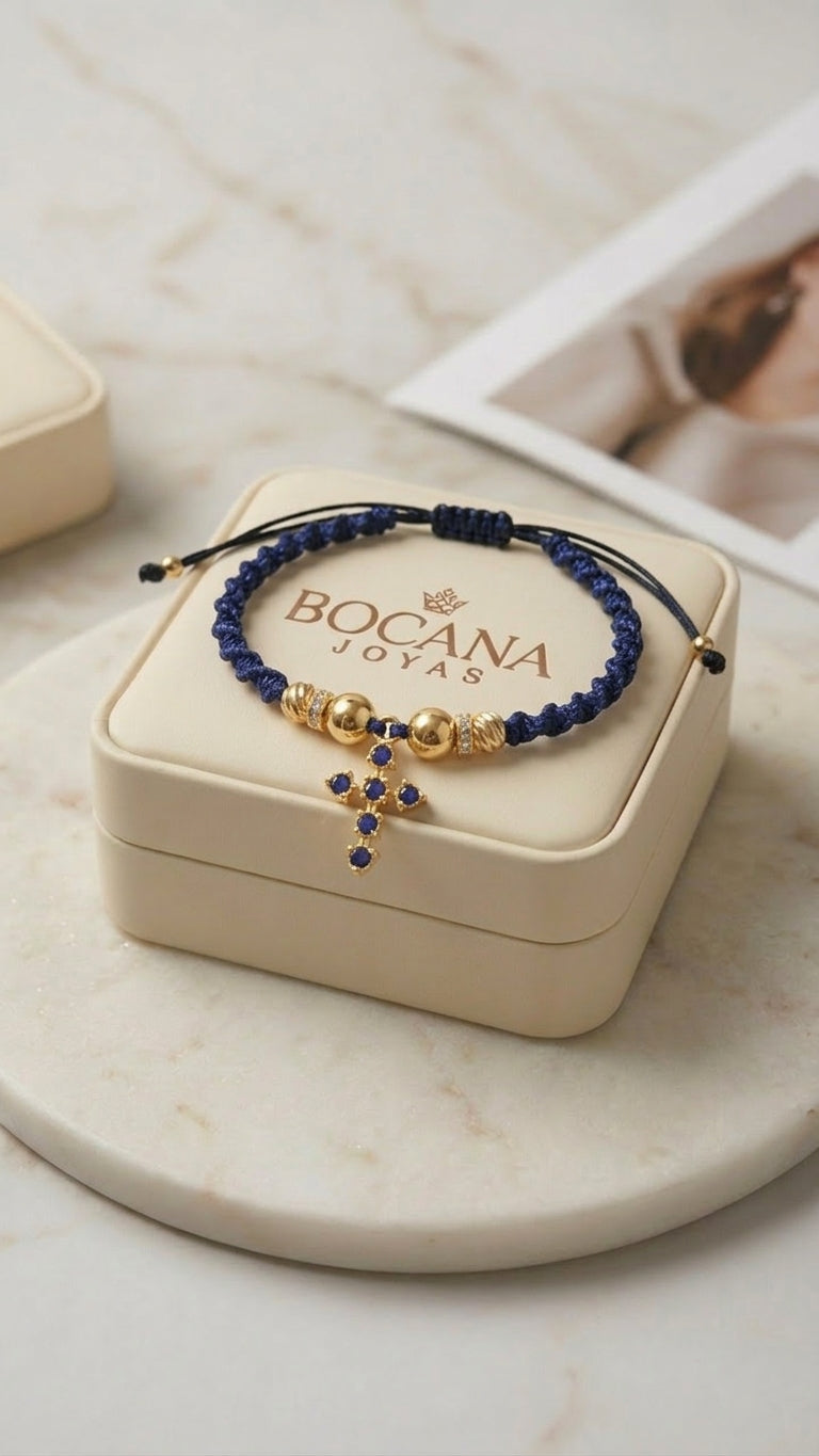 PULSERA CRUZ AZUL MUJER