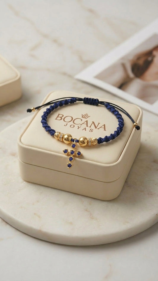 PULSERA CRUZ AZUL MUJER