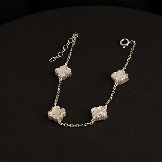 PULSERA DE PLATA CLOVER NACAR 17CM