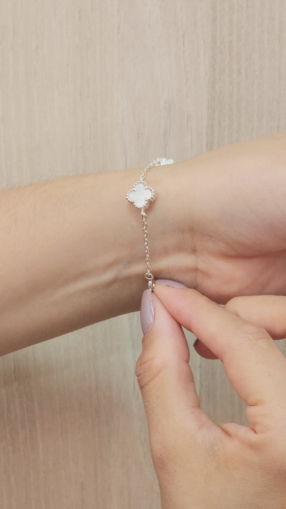 PULSERA DE PLATA CLOVER NACAR 17CM