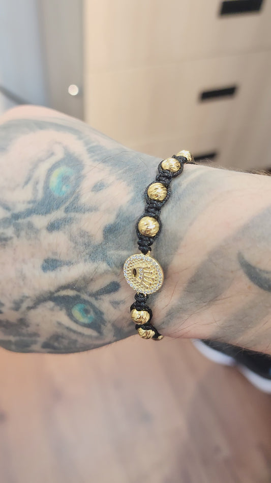 PULSERA ENTRELAZADA CORONA RX 8 BALINES #6 HOMBRE