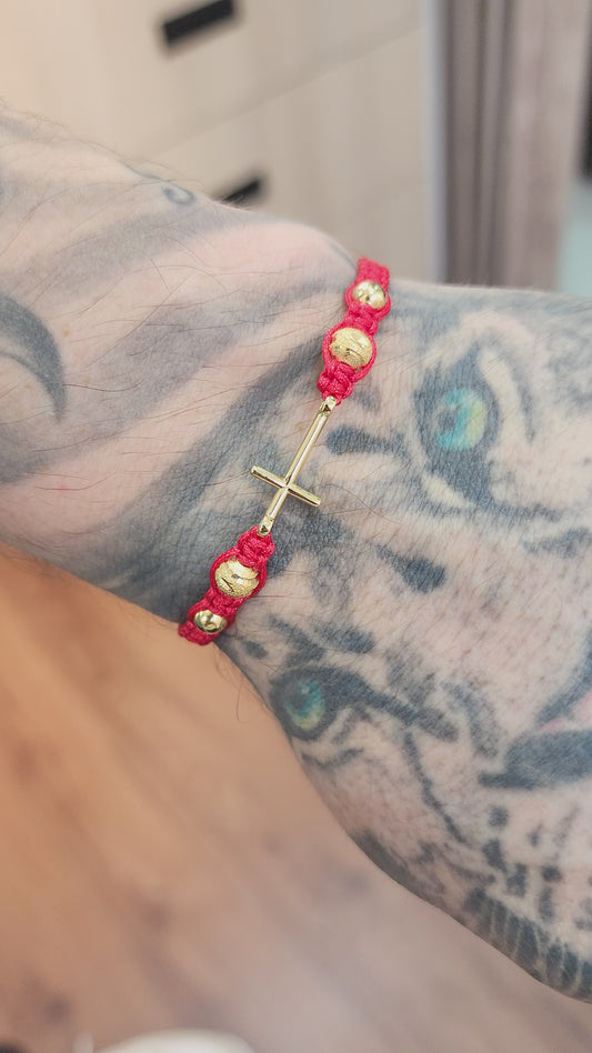 PULSERA ROJA CRUZ HOMBRE