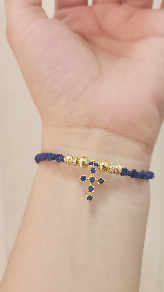 PULSERA CRUZ AZUL MUJER
