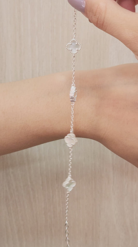 PULSERA DE PLATA CLOVER NACAR 17CM