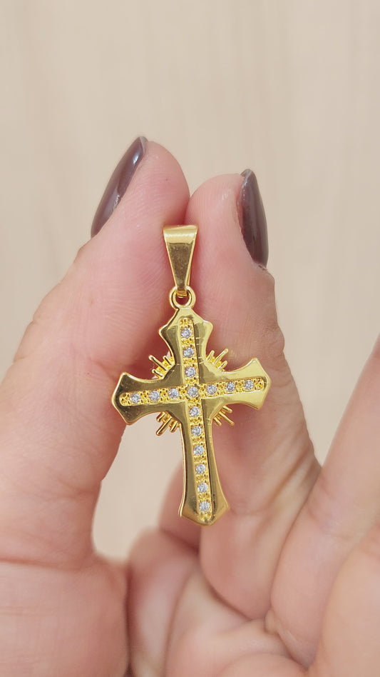 DIJE CRUZ SAGRADA CIRCONIAS CRISTAL