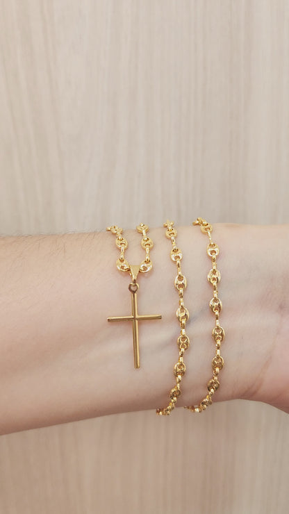 CADENA GG INFINITO CON DIJE CRUZ HILO