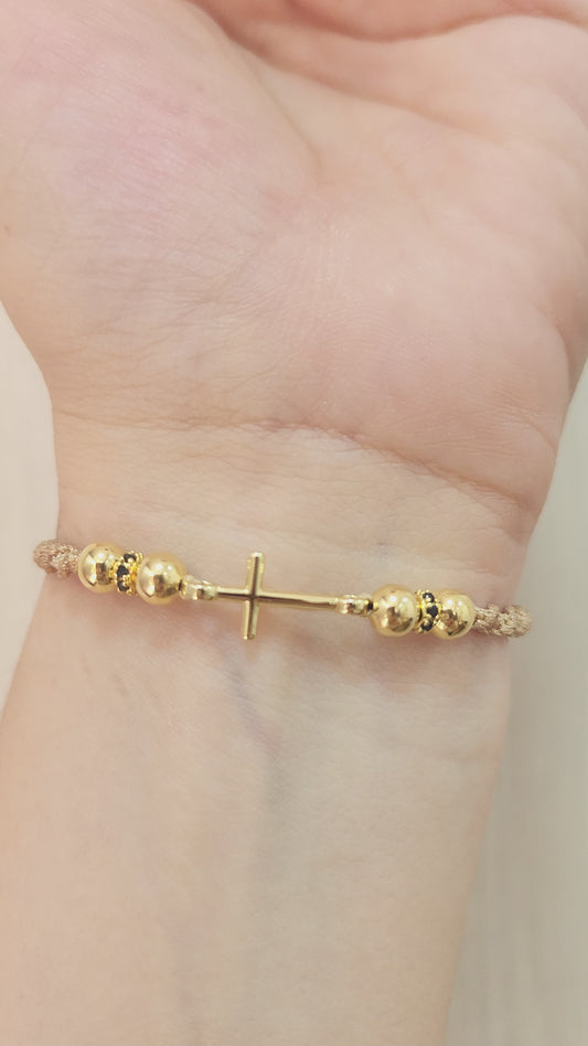 PULSERA CRUZ DORADA MUJER