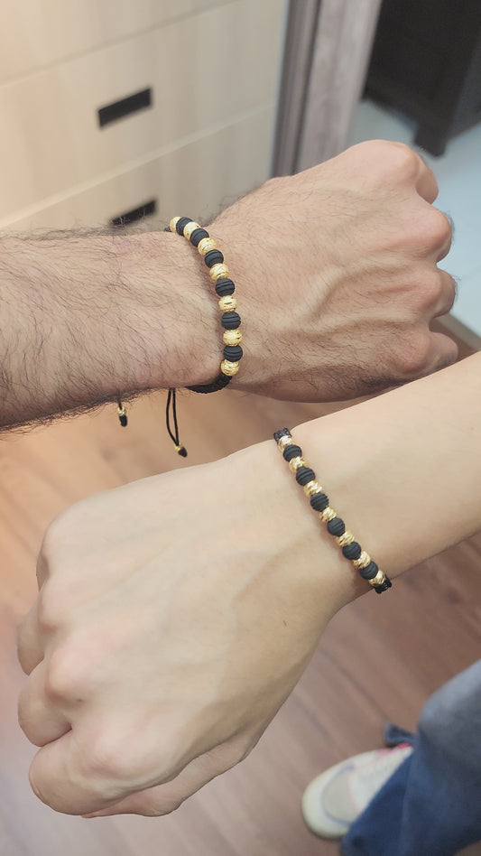 PULSERA 7 BALINES CON NEOPRENOS NEGRO