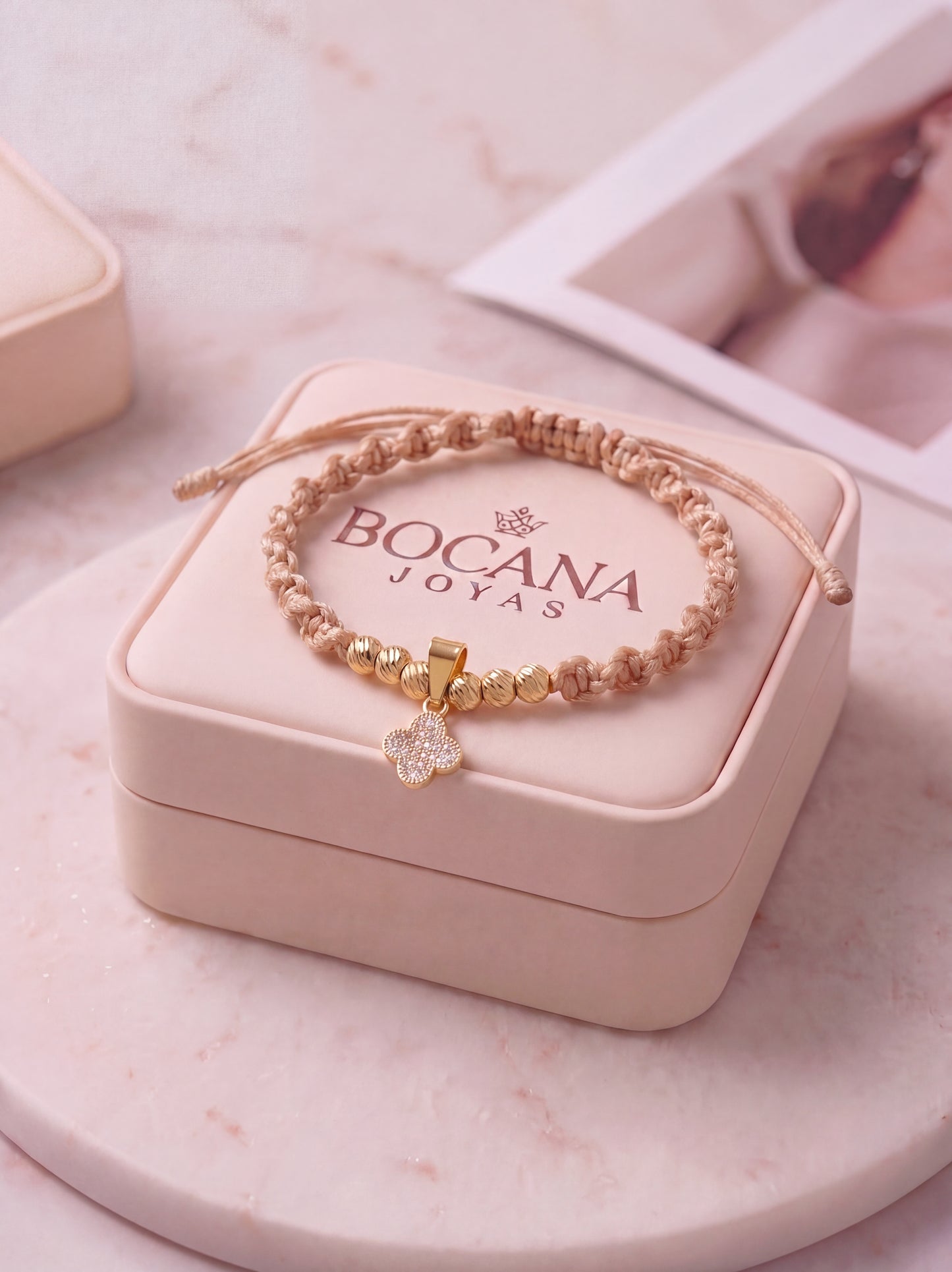 PULSERA CLOVER CON 6 BALINES #4 MUJER