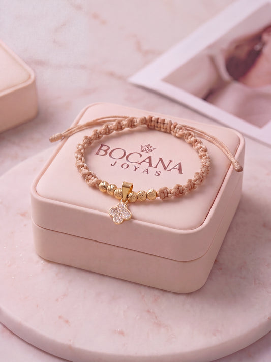 PULSERA CLOVER CON 6 BALINES #4 MUJER