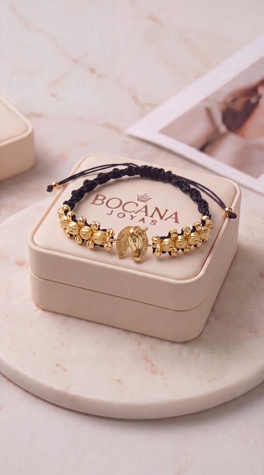 PULSERA HERRAJE EQUINO CON BALINES #6 HOMBRE